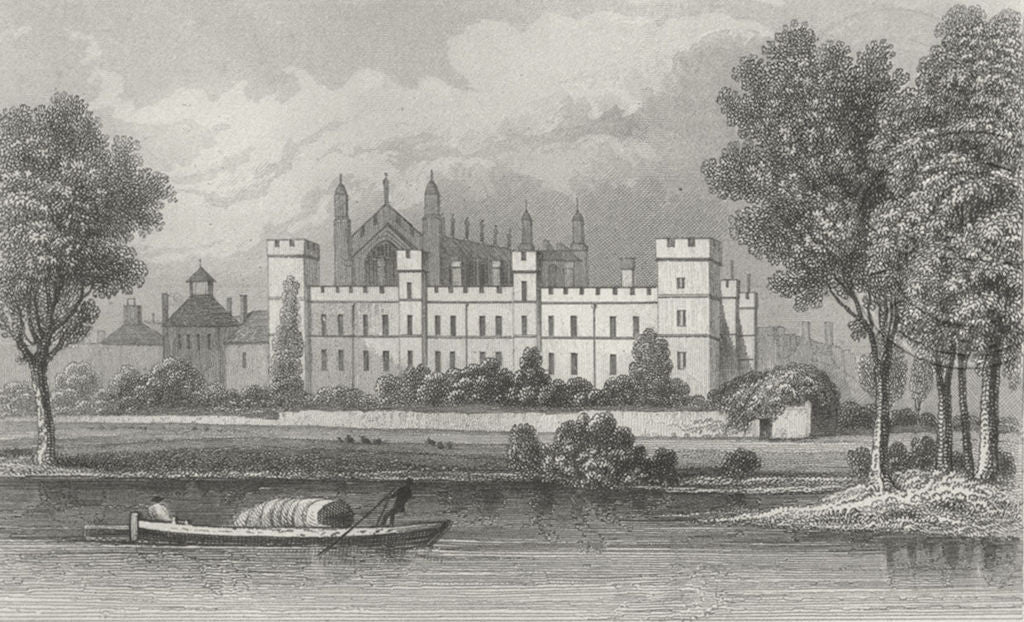 BERKS. Eton College, Berkshire, Thames. DUGDALE c1840 old antique print
